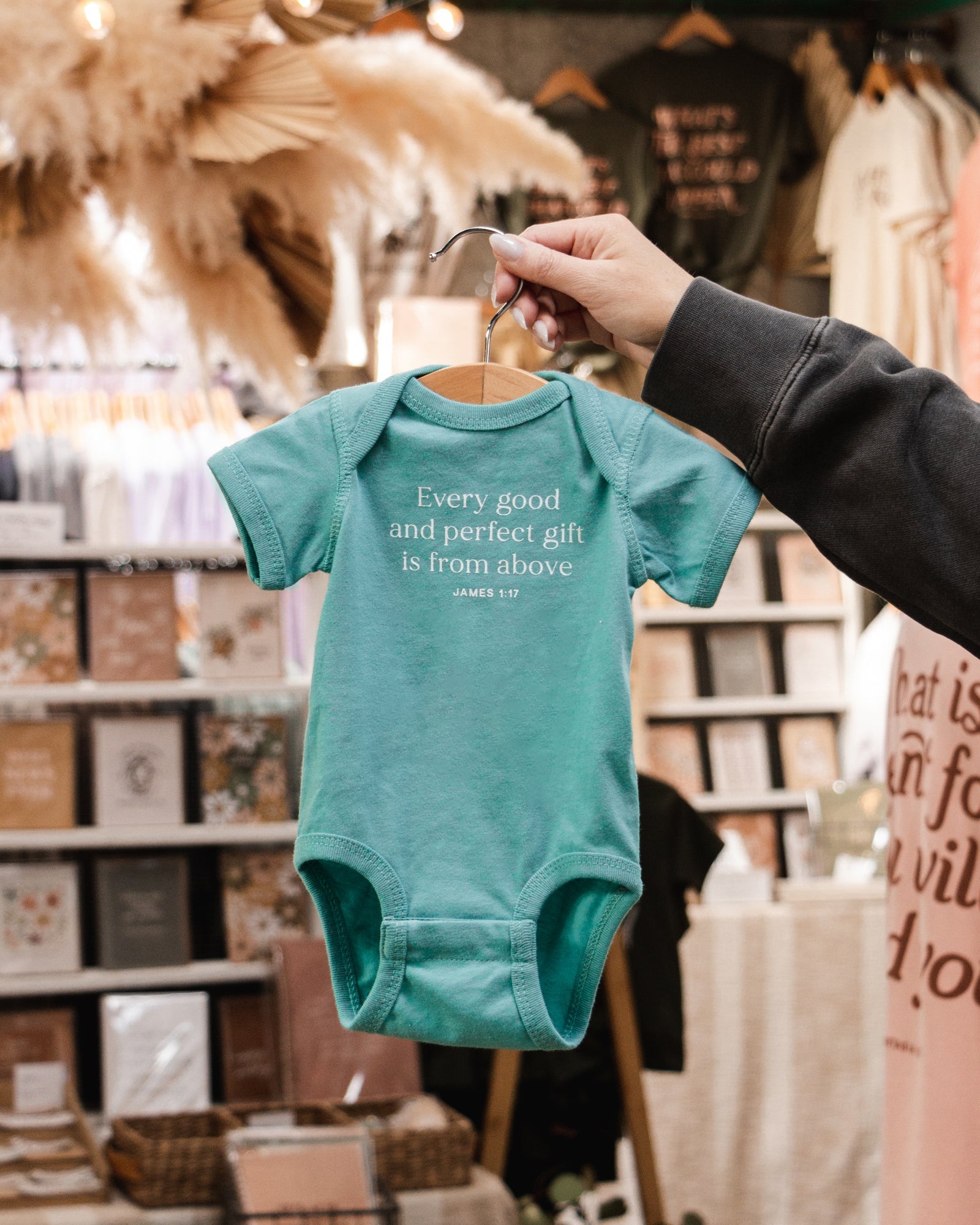 Every Good and Perfect Gift Baby Bodysuit - Teal