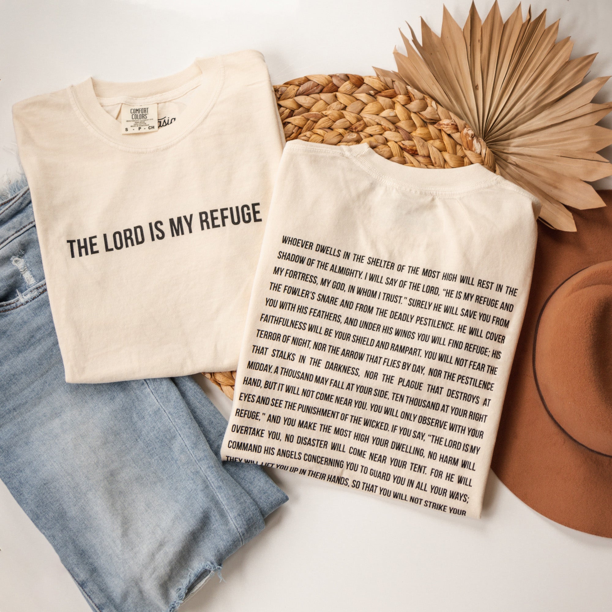 The Lord is My Refuge Psalm 91 Tee - Ivory