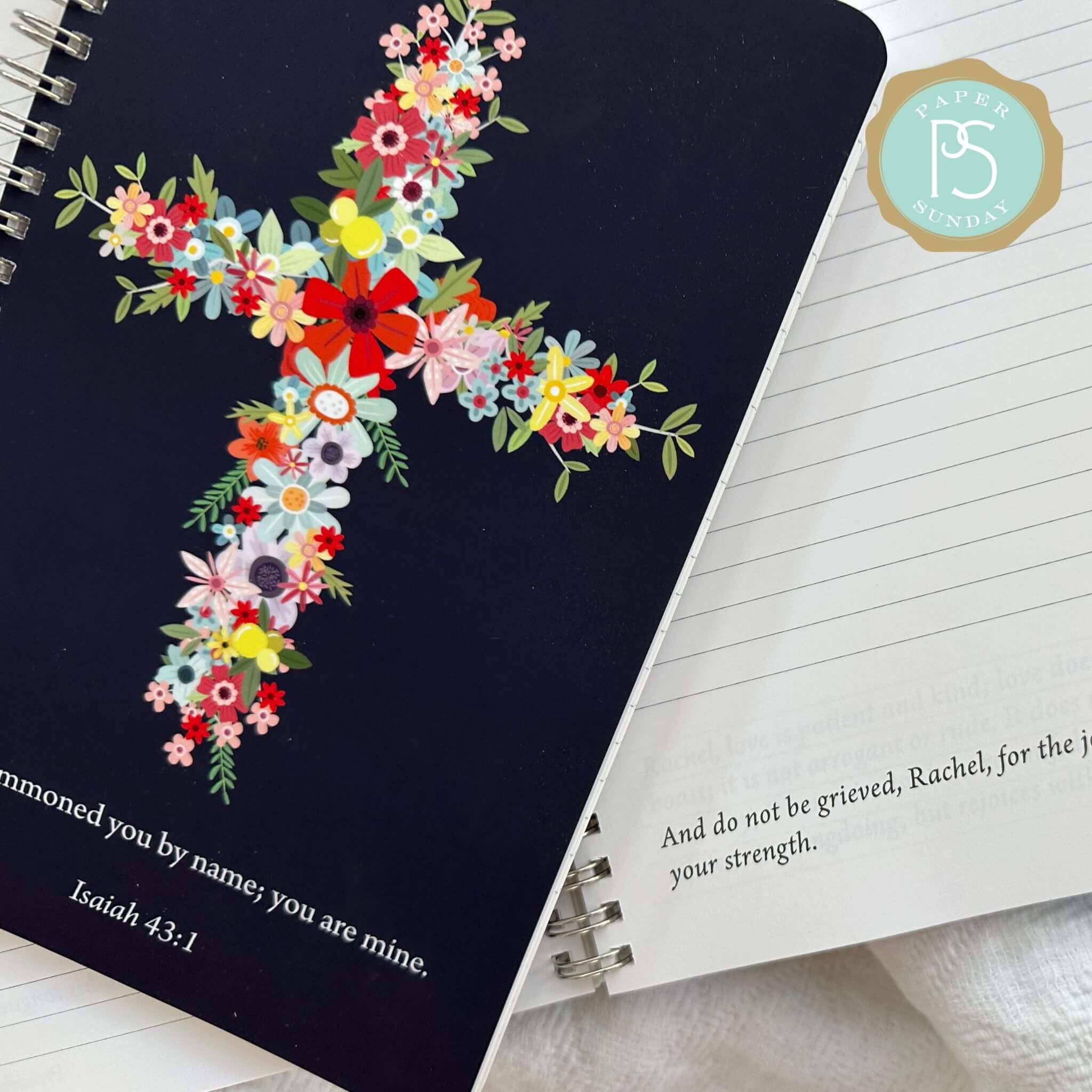 Navy Floral Cross
