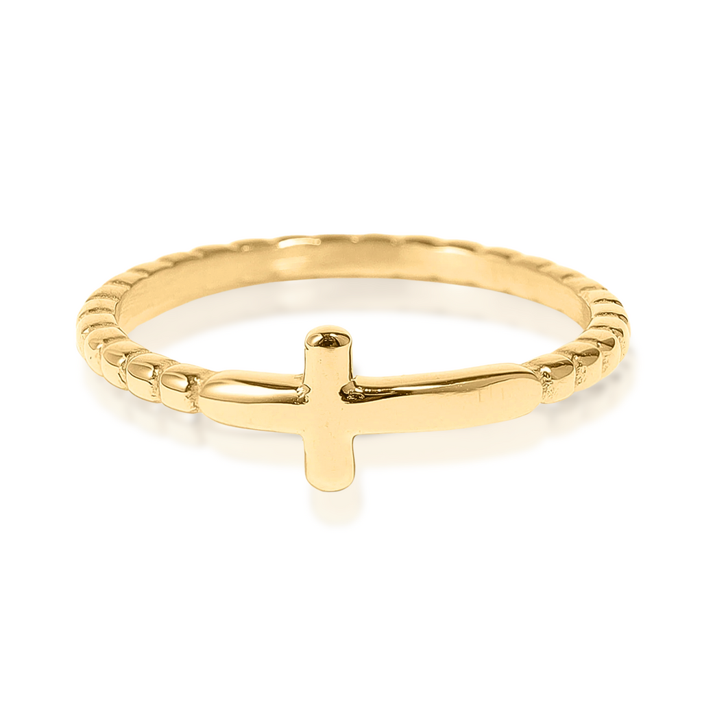 My Savior Lives Cross Ring Gold and Silver