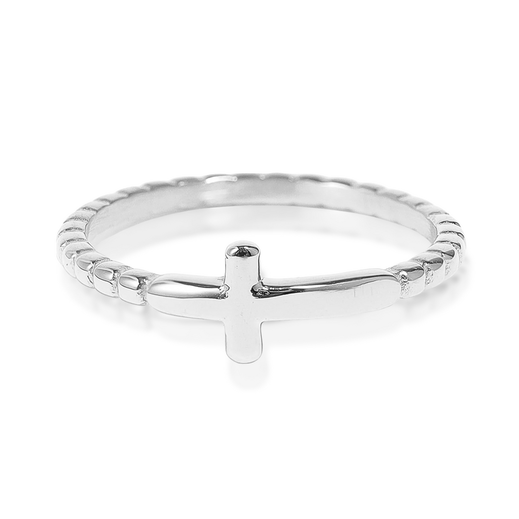 My Savior Lives Cross Ring Gold and Silver