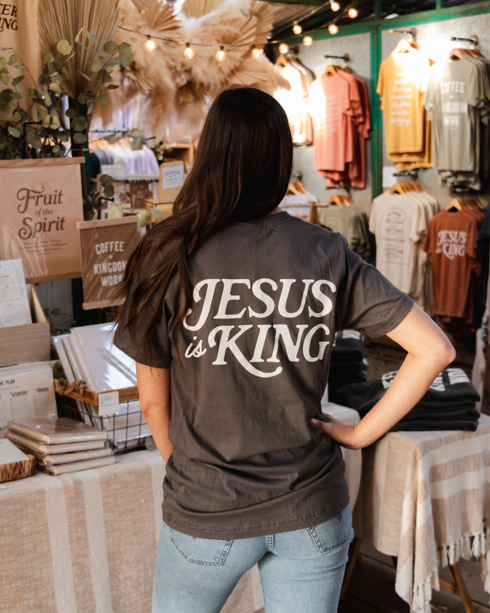 Jesus is King Tee - Charcoal